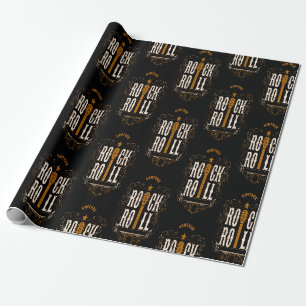 Papier Cadeau Gold Vintage Rock Et Rouleau