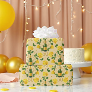 Papier Cadeau Golden 50th Anniversary Roses Jaunes Wrapping Pape