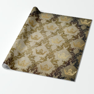 Papier Cadeau Golden Crown Royal Grungy Ivory Green Velvet