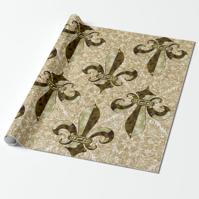 Papier Cadeau Golden Fleur de Lis (Déroulé)