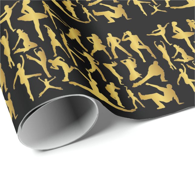 Papier Cadeau Golden Modern Classic Danse Hip hop Noire (Coin rond)