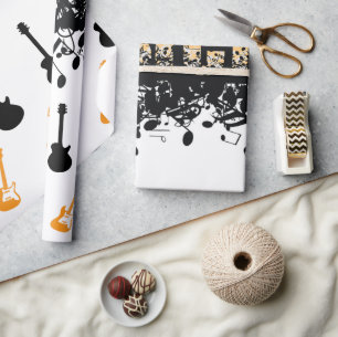 Papier Cadeau Golden Music Note Papier d'enveloppement classique