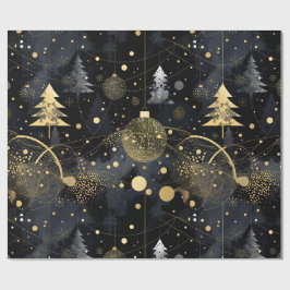 Papier Cadeau Golden Noir Christmas