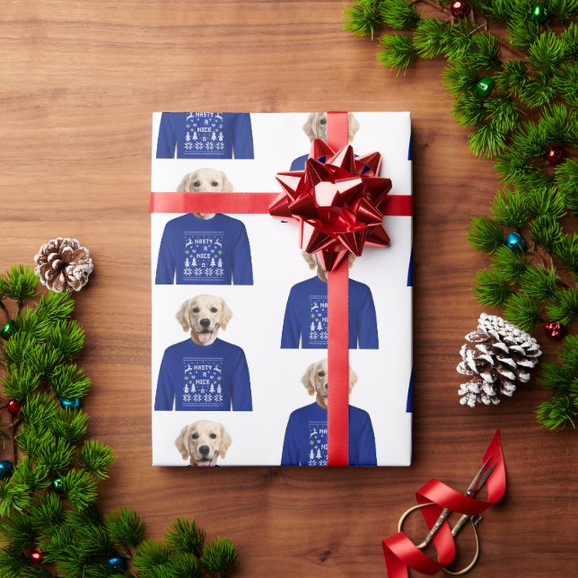 Papier Cadeau Golden Retriever avec laide moche (Cadeau de vacances)