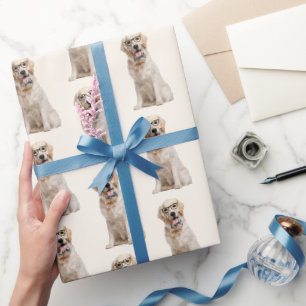 Papier Cadeau Golden Retriever avec lunettes de vue