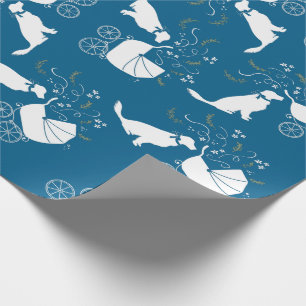 Papier Cadeau Golden Retriever Baby shower chien bleu garçon