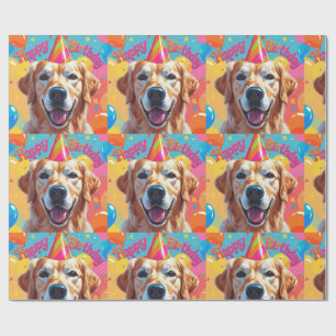 Papier Cadeau Golden Retriever Chien coloré