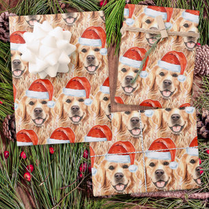 Papier Cadeau Golden Retriever Christmas Holiday mignon Père No