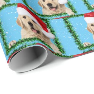 Papier Cadeau Golden Retriever dans un cadre vert