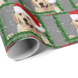 Papier Cadeau Golden Retriever dans un cadre vert
