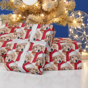 Papier Cadeau Golden Retriever de Noël