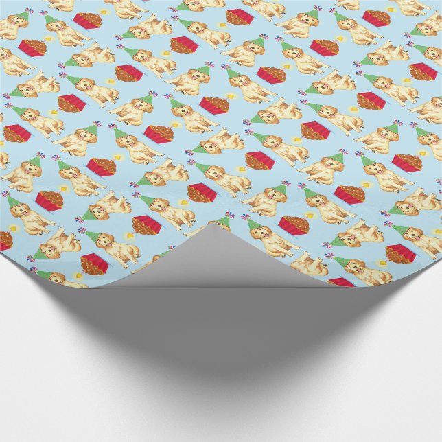 Papier Cadeau Golden retriever de petit gâteau d'anniversaire (Coin)
