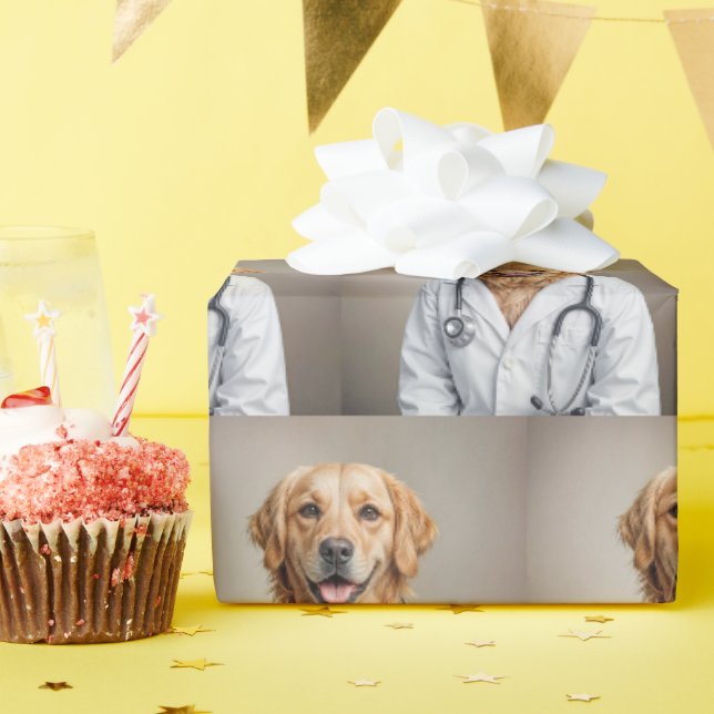Papier Cadeau Golden Retriever Doctor With a Stethoscope (Fête d'anniversaire)