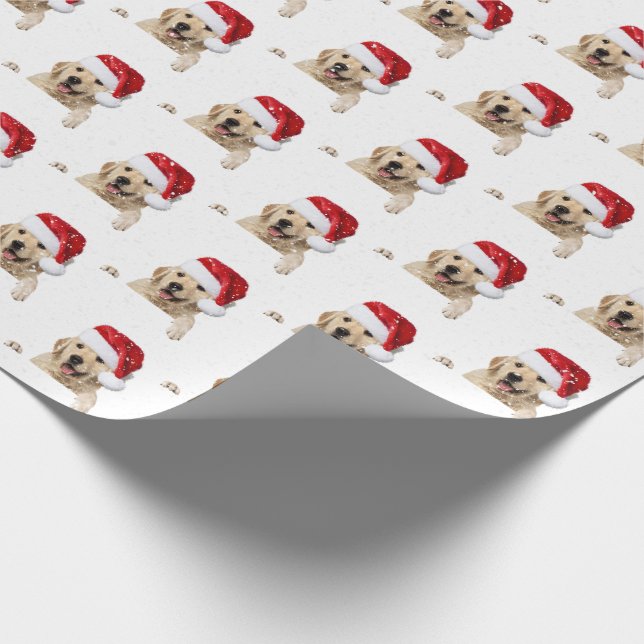 Papier Cadeau Golden Retriever et Santa hat (Coin)