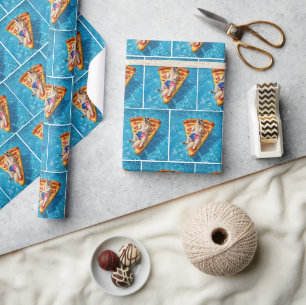 Papier Cadeau Golden Retriever sur un flotteur de tranche de piz