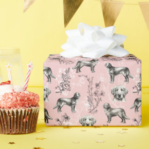 Papier Cadeau Golden Retriever Wildflower Rose Toile Vintage