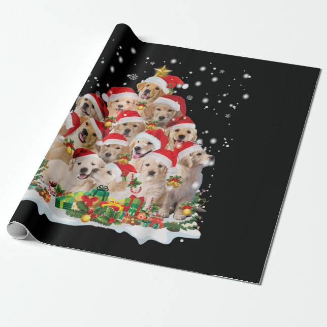 Papier Cadeau Golden Retrior Christmas Premium (Déroulé)