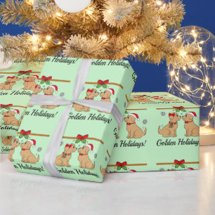 Papier Cadeau Golden Retrivers à Noël