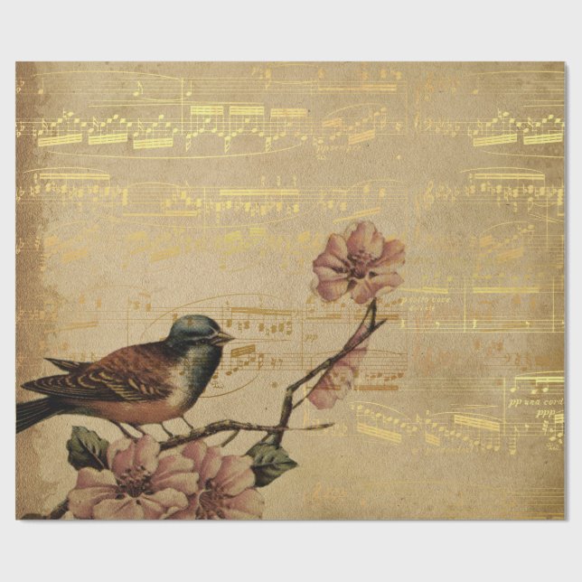 Papier Cadeau Golden Song Music Matte Wrapper Papier (Plat)