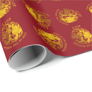 Papier Cadeau Golden Zodiac 2017 Rooster Année Papier d'envelopp