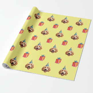 Papier Cadeau Goldendoodle 2 Papier d'enveloppement d'anniversai