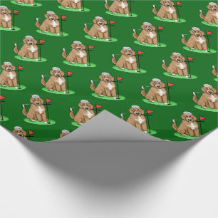 Papier Cadeau Goldendoodle Chien Jouer Golf (rouge whmk2) Plaisi