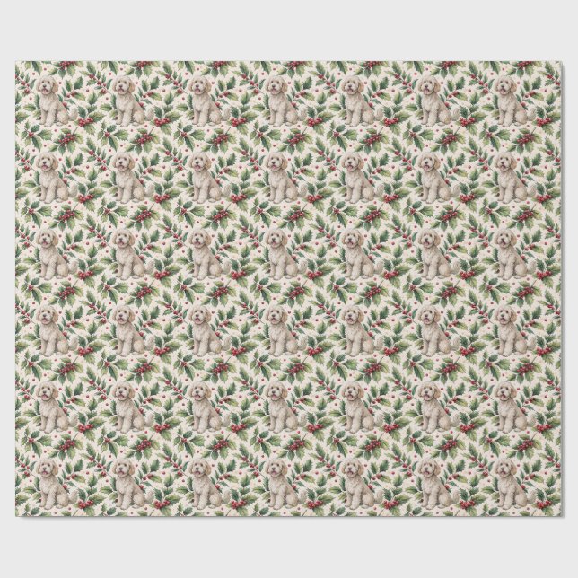 Papier Cadeau Goldendoodle Christmas Wrapping Paper (Plat)