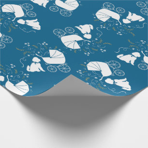 Papier Cadeau Goldendoodle Dog Baby shower Boy Blue