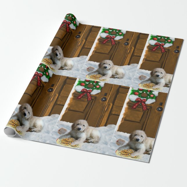 Papier Cadeau Goldendoodle Puppy Christmas (Déroulé)