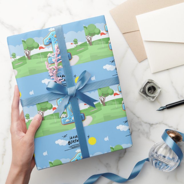 Papier Cadeau Golf 1er anniversaire golfeur d'un an (Cadeaux)