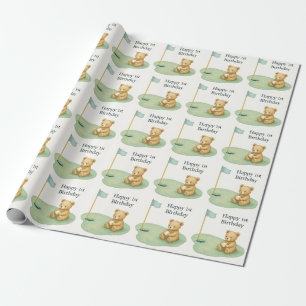Papier Cadeau Golf 1er anniversaire golfeur d'un an avec numéro