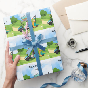 Papier Cadeau Golf Anniversaire thème pour enfants golfeur
