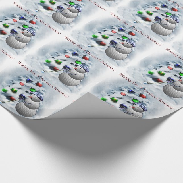 Papier Cadeau Golf Ball Snowman Noël (Coin)