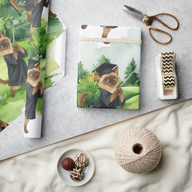 Papier Cadeau Golf Graduation themed for Cat Lover Golfer (Artisanat)