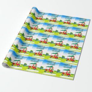 Papier Cadeau Golf Père Noël équitation voiturette de golf Noël