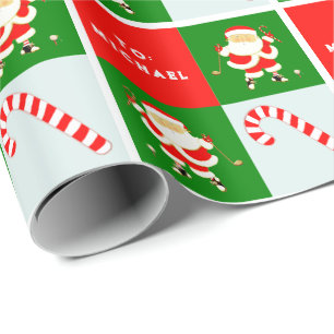 Papier Cadeau Golf Père Noël Golfer Holiday Cadeau