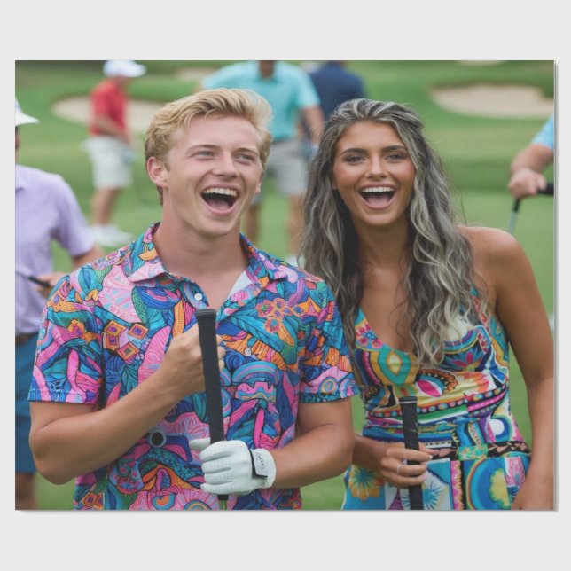 Papier Cadeau Golf Photo Customize Personalize (Plat)