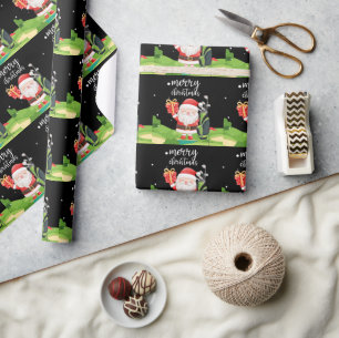 Papier Cadeau Golf Santa Claus est golfeur Noël pour golfeur