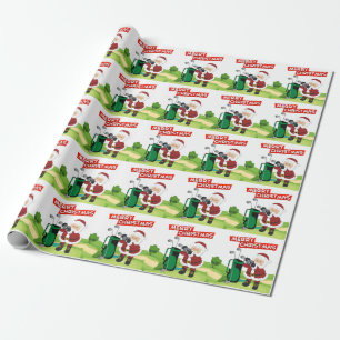 Papier Cadeau Golf Santa Claus Joyeux Noël sur Green
