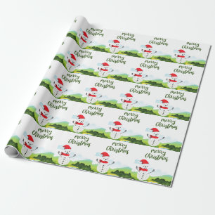 Papier Cadeau Golf Snowman pour Golfer Joyeux Noël