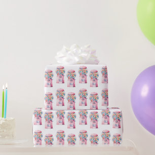 Papier Cadeau Gomme à bulles rose bleu jaune Anniversaire