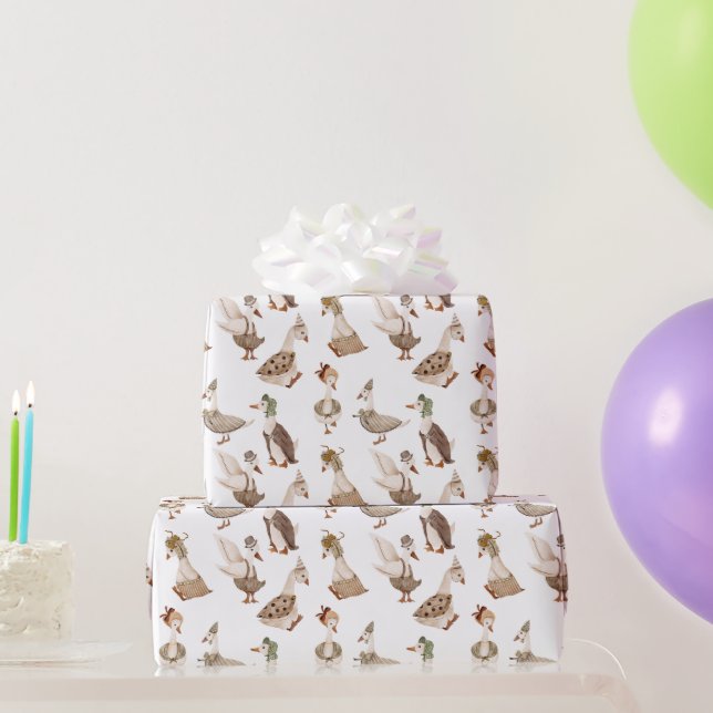 Papier Cadeau Gosey Gander Oie robe fantaisie, Blanc (Cadeaux de fête)