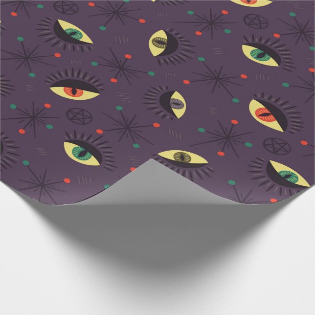 Papier Cadeau Goth Eyes Witchy Purple Motif occult (Coin)