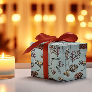 Papier Cadeau Goth French Blue Skeleton Plongeurs sous-marins et