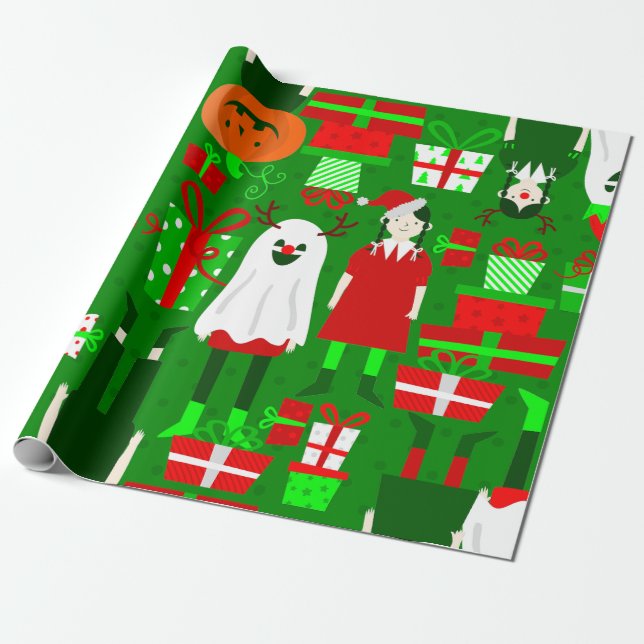 Papier Cadeau goth girl halloween noël fantôme (Déroulé)