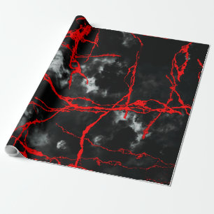 Papier Cadeau Goth nocturne d'horreur - Noir et Blanc, Rouge
