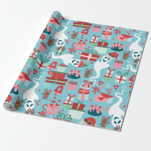 Papier Cadeau goth Noël horreur père Noël fantômes bleu
