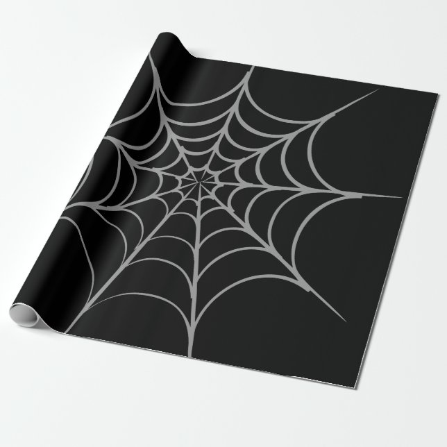 Papier Cadeau Gothic Halloween Spider Web Wrapping Paper (Déroulé)