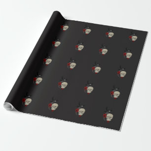 Papier Cadeau Gothic Skull With Rose and Raven