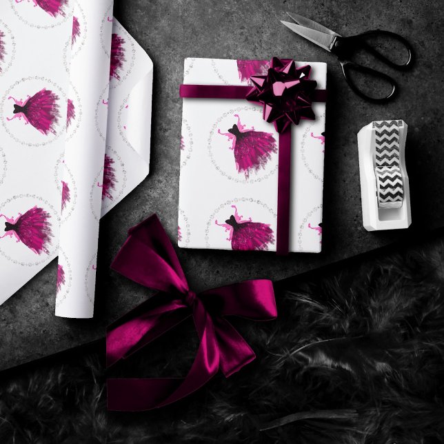 Papier Cadeau Gothique Fairy Fuchsia Gown | Punk Rock rose Magen (Créateur téléchargé)